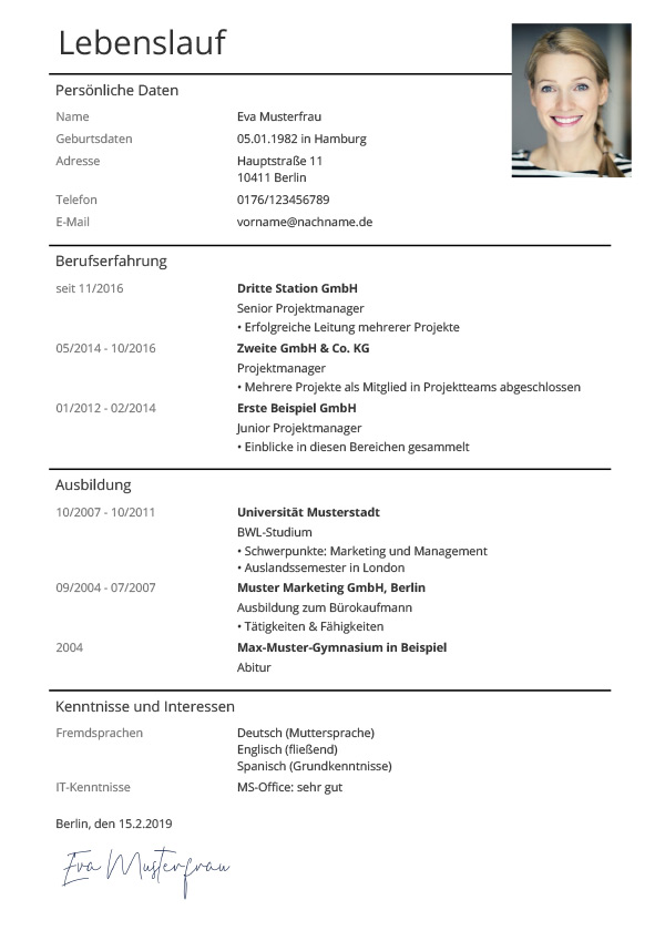 lebenslauf klassisch